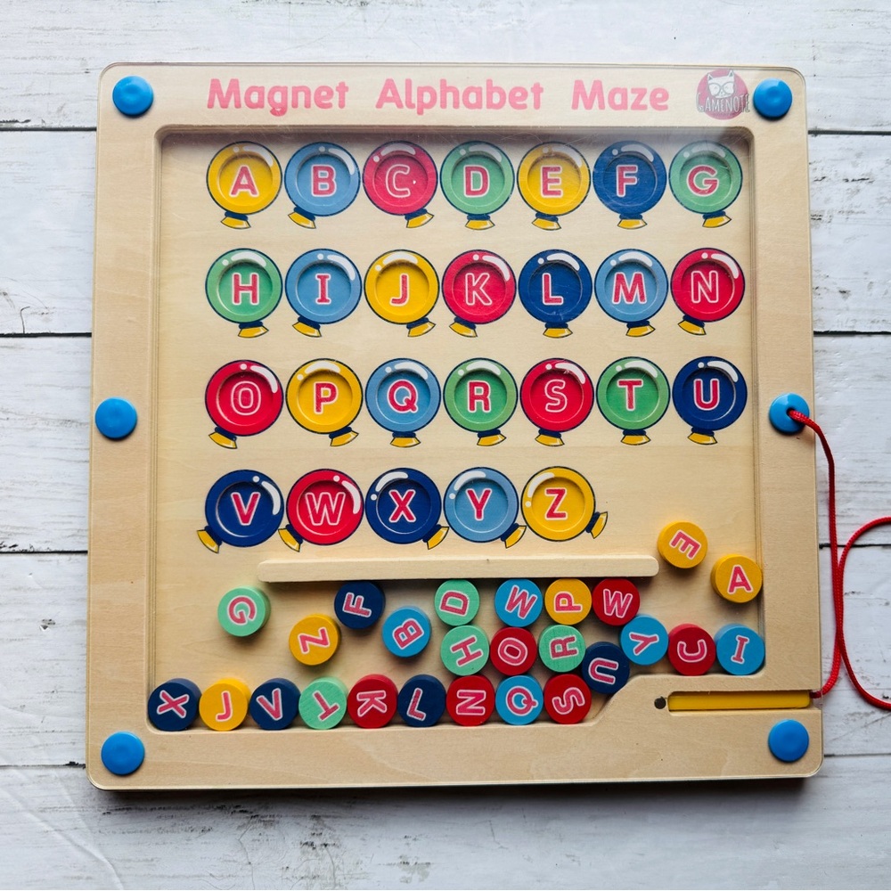 Magnetic Alphabet Maze Board by Gamenote Montessori Toy for Preschool Kinder